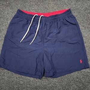 Polo Ralph Lauren Men's XL Navy Red Swim Trunks Elastic Waist Drawstring